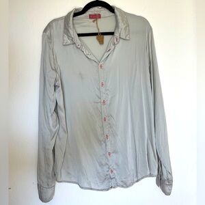 CP Shades Romy Shirt Silver with Pink Accents Silk blend size Large
